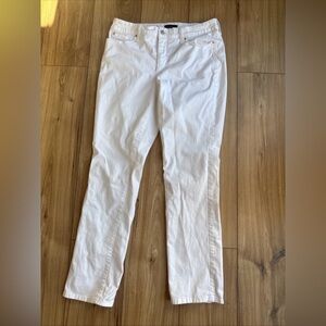 Charter Club Lexington Straight Jeans Size 12 White Stretch Cotton Nautical Prep
